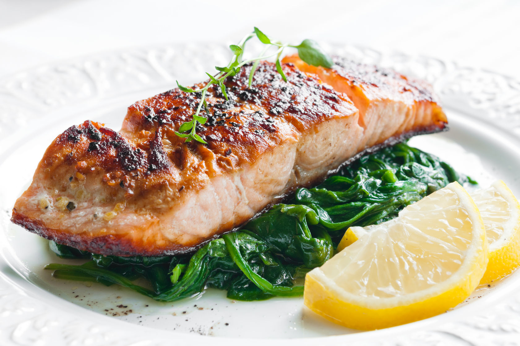 Broiled Salmon with Spinach Recipe