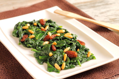 Cooked Spinach and Pine Nuts