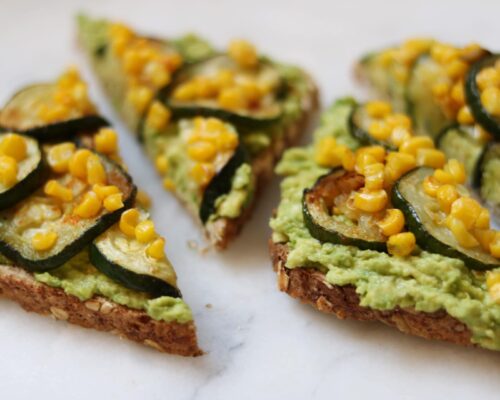 Avocado Toast with Roasted Zucchini and Corn