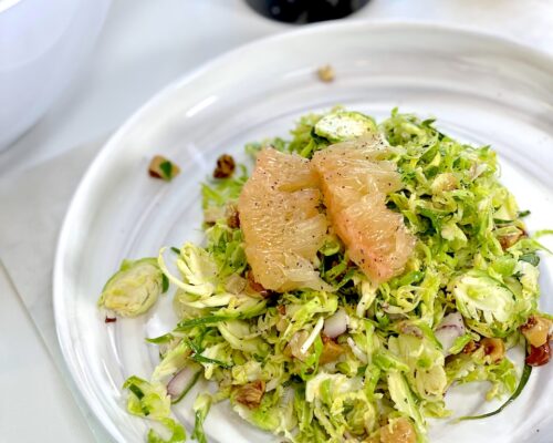 Shaved Brussels Sprout Salad with Pecorino and Hazelnuts