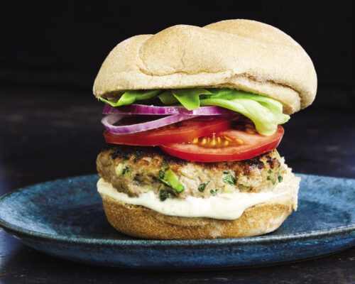Chicken and Vegetable Burgers With the Works