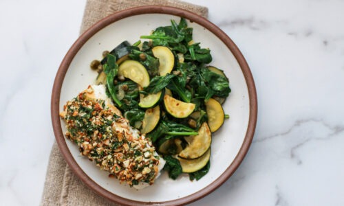 Baked Cod with Almonds and Herbs