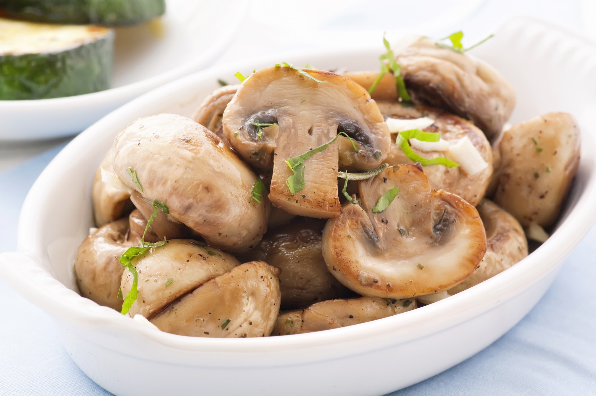 Roasted Mushrooms in a white dish