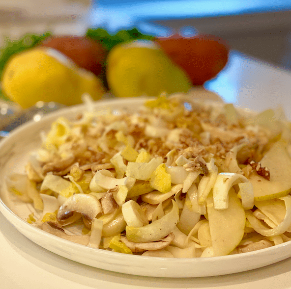 Winter Endive Salad With Pear and Mushroom