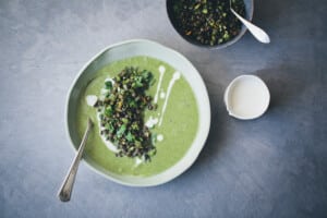 Asparagus Fennel Spinach Soup in a bowl