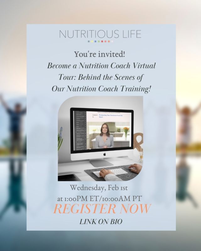 Have you ever wondered what it would be like to be a student in our program - Become a Nutrition Coach?  Well NOW is your chance!! For the FIRST TIME EVER we're hosting a virtual tour where you'll get a BTS look into our training. We're going to have some FUN! Register now and bring your questions. We can't wait to meet you. To register, click link on bio > Events & Workshops #coach #nutritioncoach